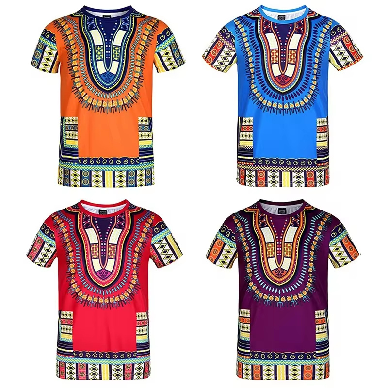 Dashiki Shirt Men - 하라주쿠 3D 프린트 아프리카 다시키 민족