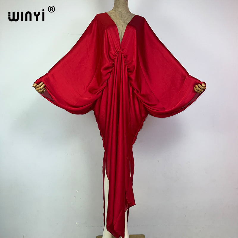 Ethnic Gown - WINYI 단색 우아한 수영복 커버 여성