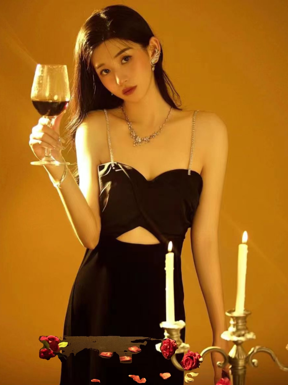 Ethnic Fashion Photography - 섹시한 백리스 스트랩 드레스 사진 스튜디오