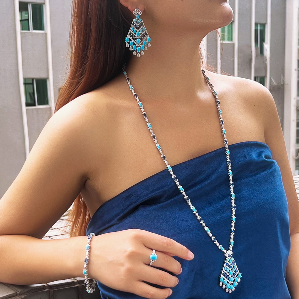 CWWZircons 4pcs 우아한 블루 청록색 CZ  - Ethnic Fashion In Dubai 리뷰 및 가격
