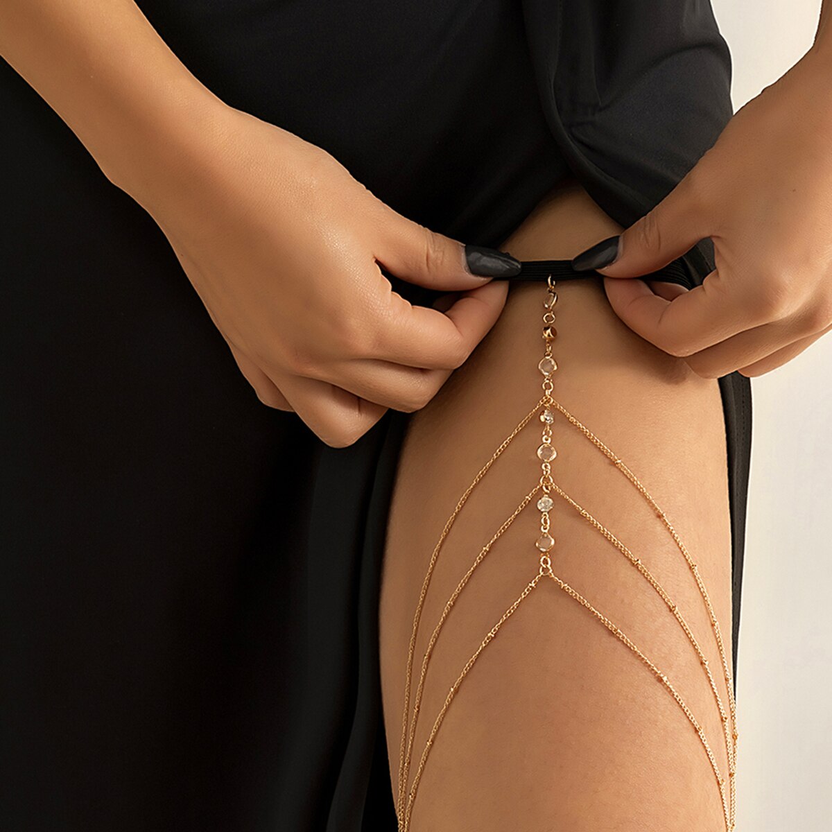 Boho 탄성 밴드 크리스탈 다리 허벅지 체인 여성을위 - Ethnic Fashion Jewellery 리뷰 및 가격