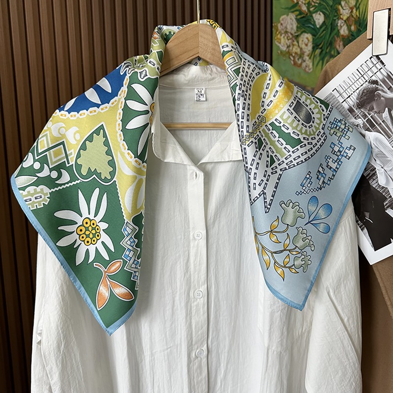 그린 보헤미안 스타일 말 무늬 스퀘어 스카프 70cm  - Ethnic Fashion Accessories 리뷰 및 가격