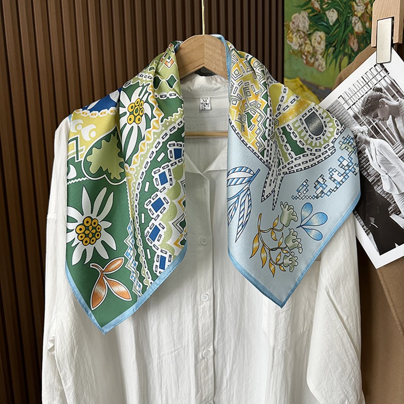 그린 보헤미안 스타일 말 무늬 스퀘어 스카프 70cm  - Ethnic Fashion Accessories 리뷰 및 가격