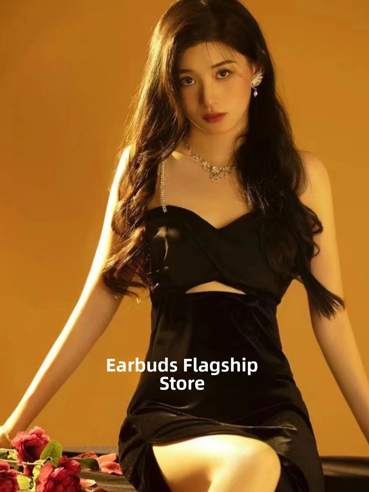 섹시한 백리스 스트랩 드레스 사진 스튜디오 테마 여성  - Ethnic Fashion Photography 리뷰 및 가격