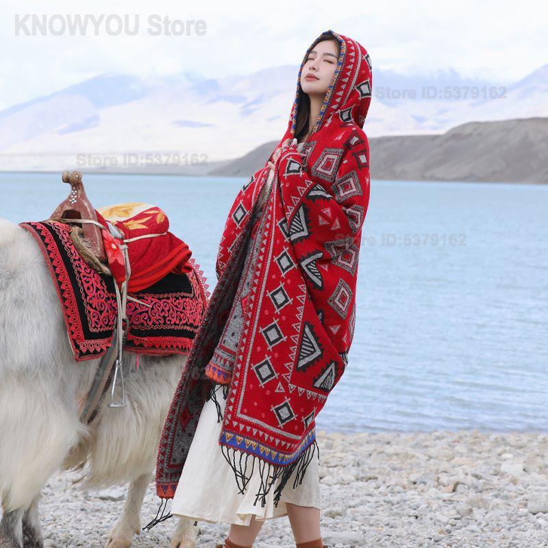 여성용 에스닉 스타일 후드 망토 숄 두꺼운 따뜻한 여행 - Ethnic Fashion Photography 리뷰 및 가격