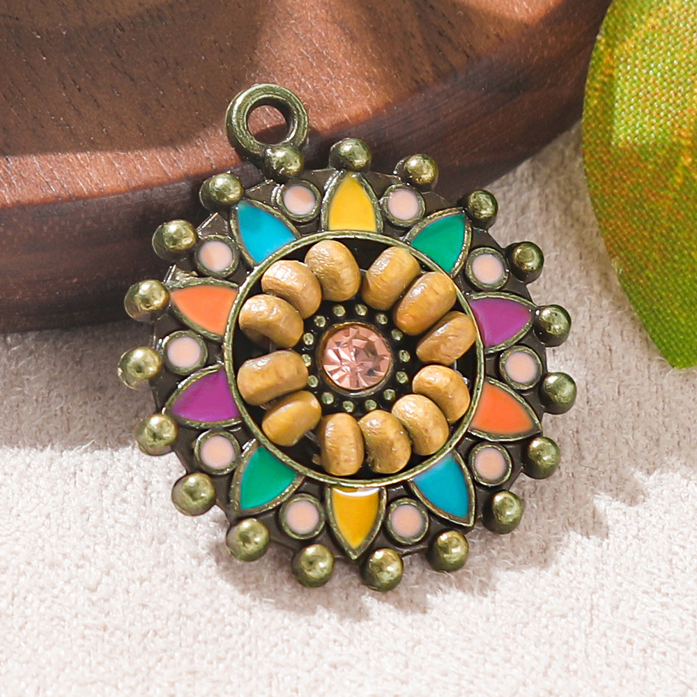빈티지 보헤미아 에스닉 에나멜 라운드 참 펜던트 DIY - Ethnic Fashion Accessories 리뷰 및 가격