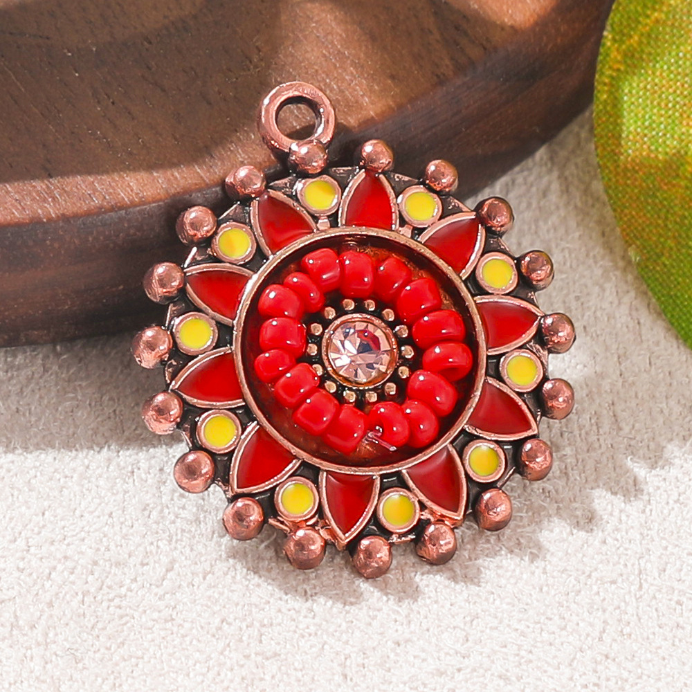 빈티지 보헤미아 에스닉 에나멜 라운드 참 펜던트 DIY - Ethnic Fashion Accessories 리뷰 및 가격