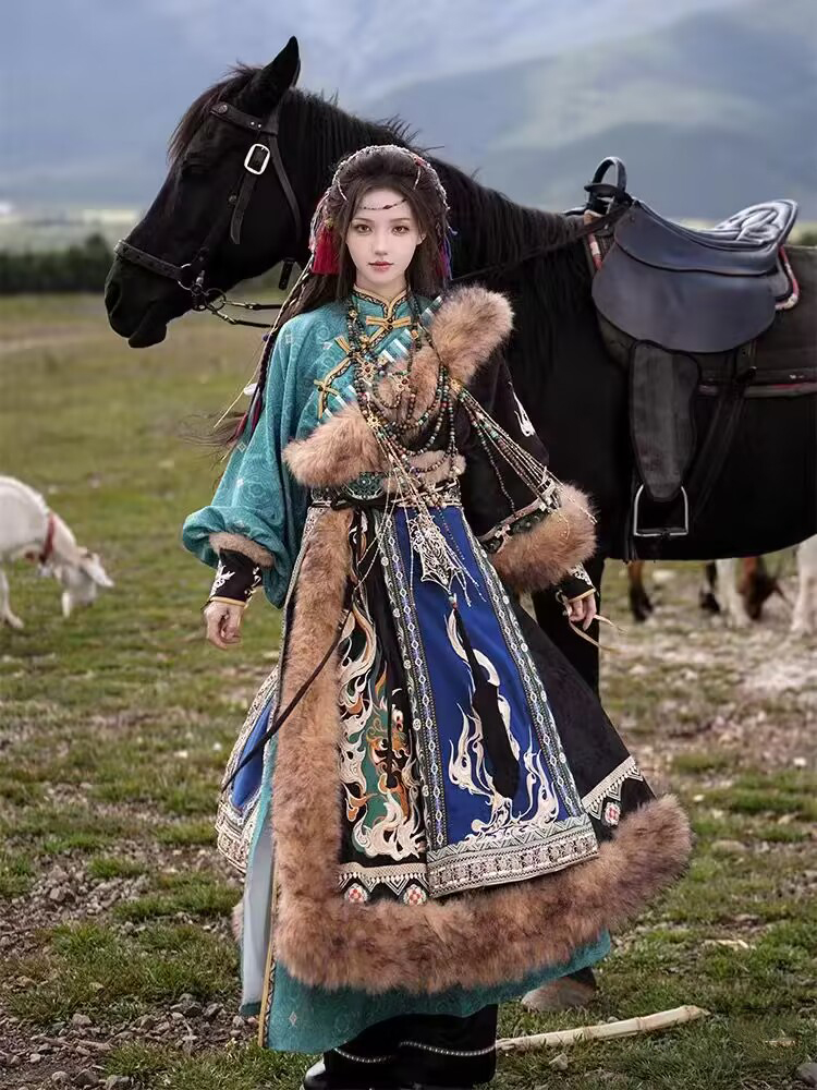 티베트 의상 여성의 새로운 스타일 민족 패션 여행 사진 - Ethnic Fashion Photography 리뷰 및 가격