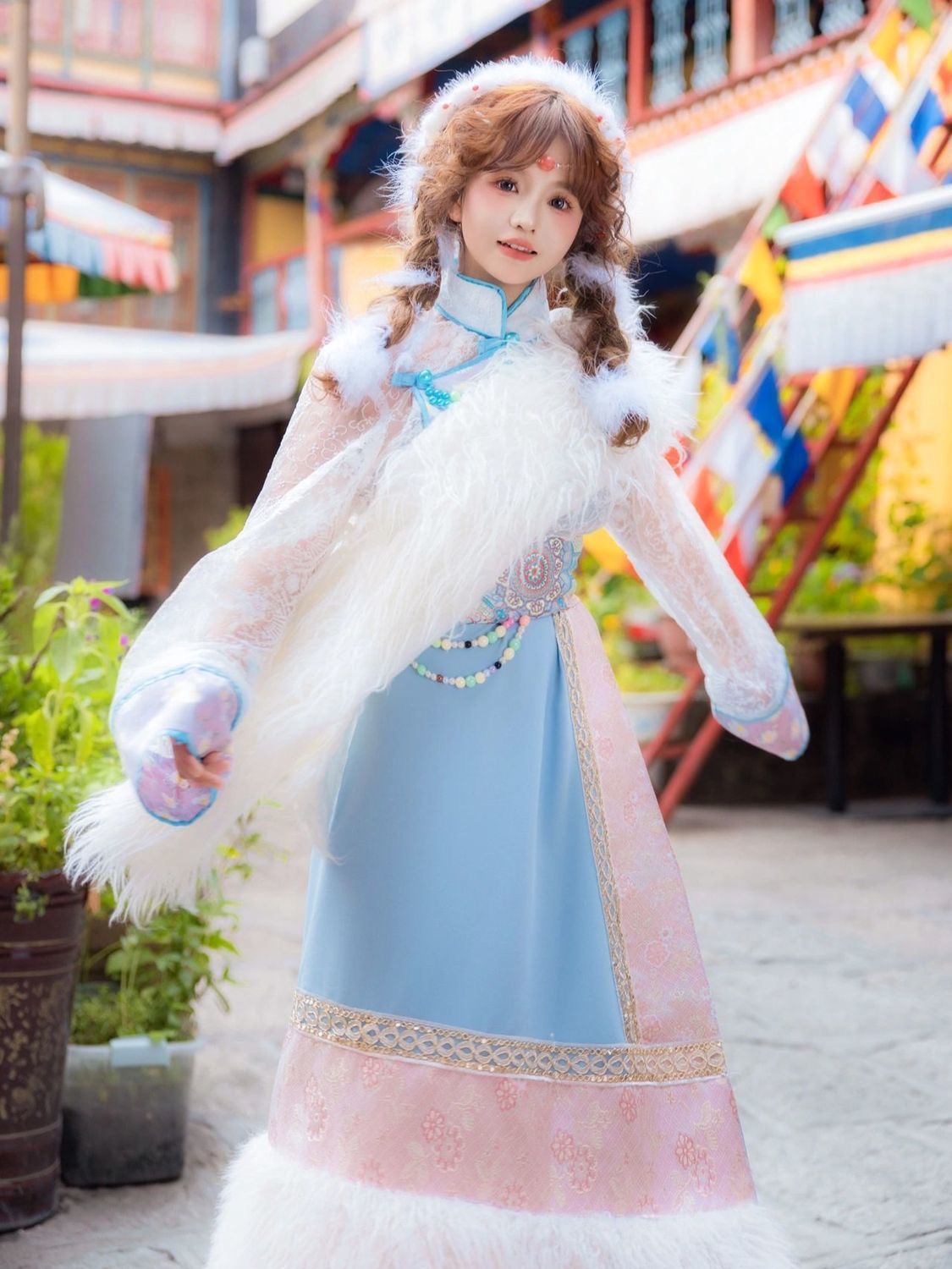 티베트 의상 여성의 새로운 스타일 민족 패션 여행 사진 - Ethnic Fashion Photography 리뷰 및 가격