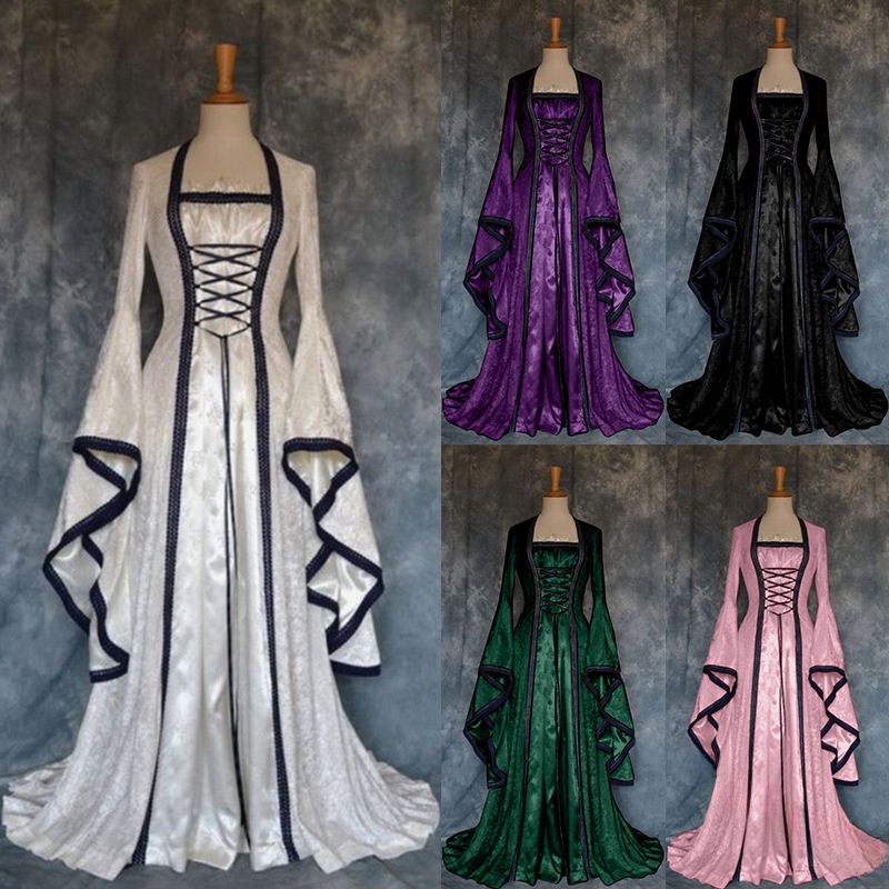 레트로 중세풍 코트 드레스 여성 가운 스커트 벨 슬리브 - Ethnic Gown 리뷰 및 가격