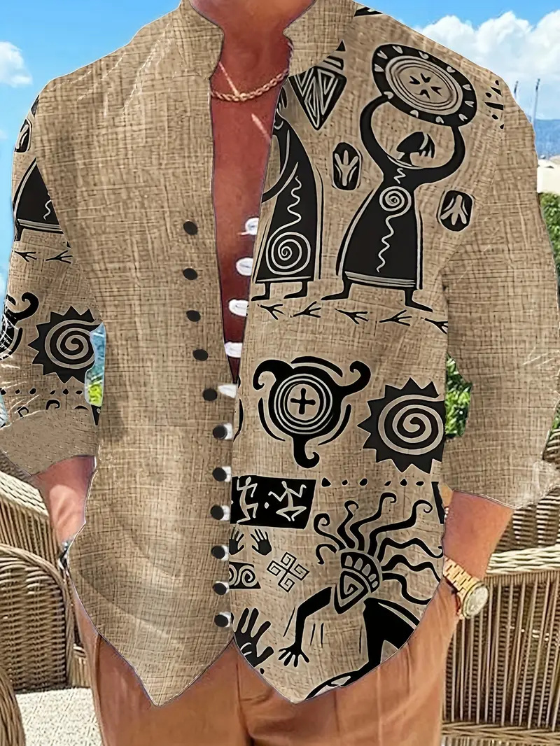 새로운 남성용 린넨 반팔 셔츠 패션 빈티지 스타일 에스 - Dashiki Shirt Men 리뷰 및 가격