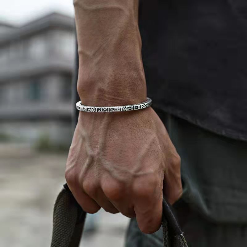 Boho 빈티지 민족 스타일 새겨진 물고기 패턴 팔찌  - Men'S Ethnic Fashion Trends 리뷰 및 가격